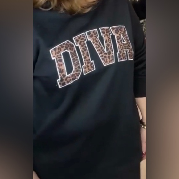 NWT Black Scuba Sweatshirt with Leopard Lettering. - Picture 4 of 5